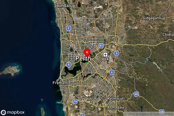 East Perth,Western Australia Satellite Map