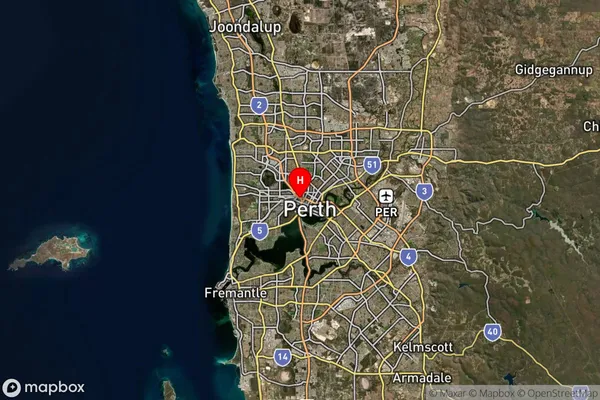 West Perth,Western Australia Satellite Map