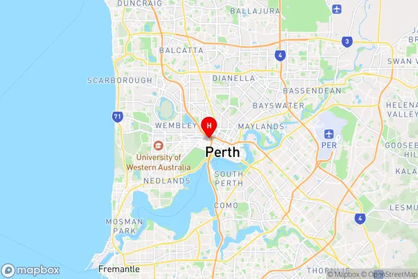 West Perth,Western Australia Area Map