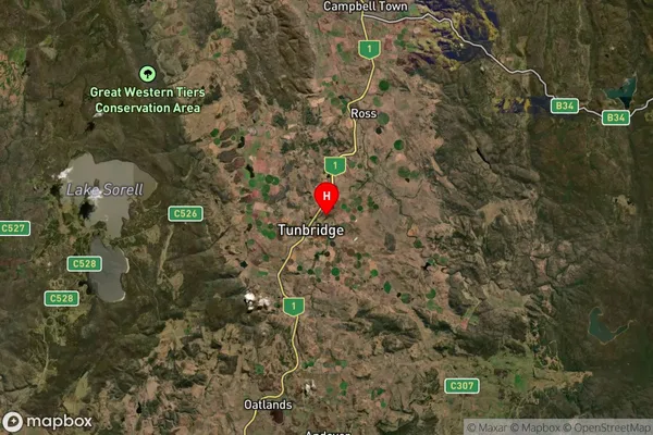 Tunbridge,Tasmania Satellite Map