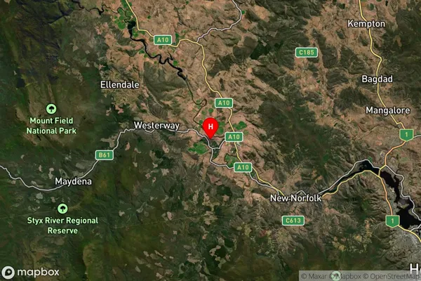 Glenora,Tasmania Satellite Map