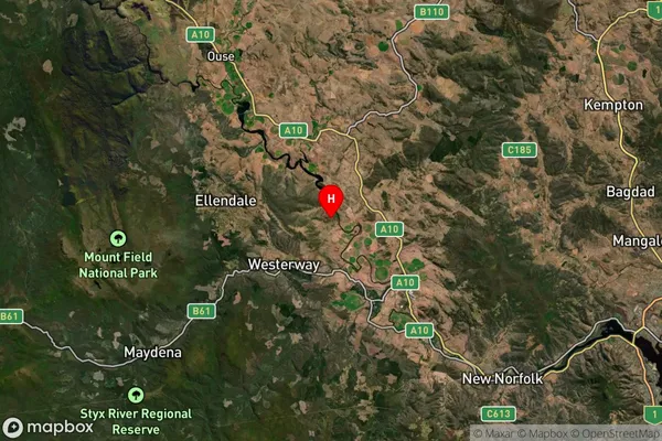 Meadowbank,Tasmania Satellite Map