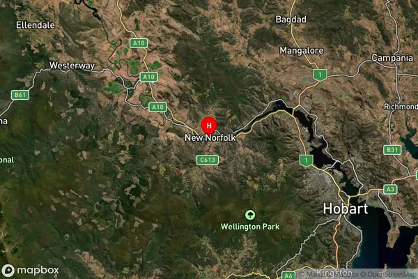 New Norfolk,Tasmania Satellite Map