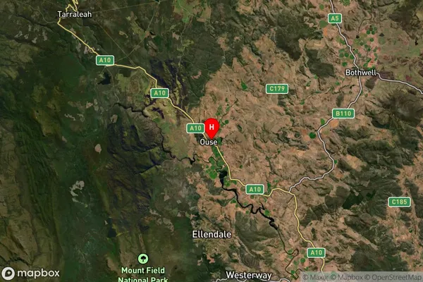 Ouse,Tasmania Satellite Map