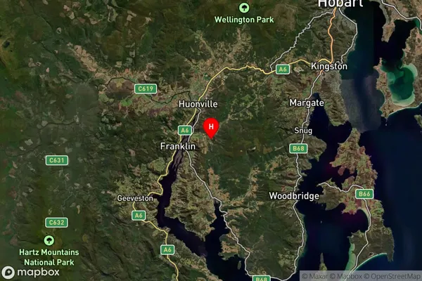 Upper Woodstock,Tasmania Satellite Map