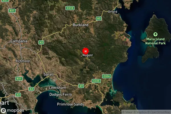 Nugent,Tasmania Satellite Map