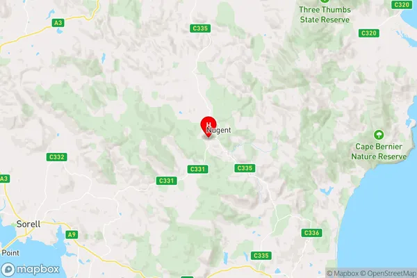 Nugent,Tasmania Area Map