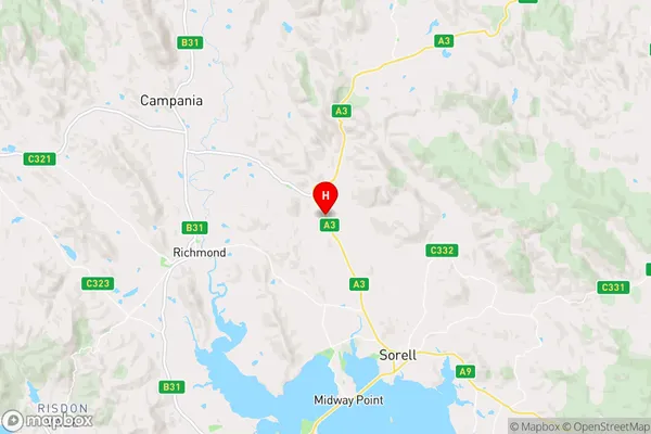 Orielton,Tasmania Area Map