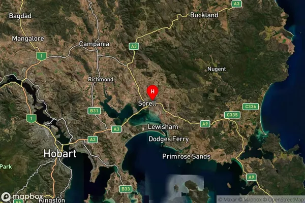 Sorell,Tasmania Satellite Map