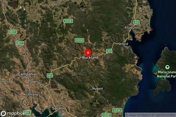 Buckland,Tasmania Satellite Map