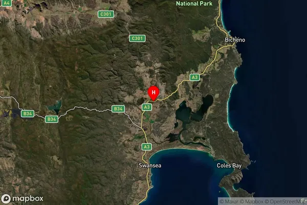 Cranbrook,Tasmania Satellite Map