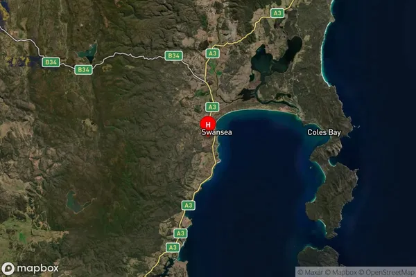 Swansea,Tasmania Satellite Map