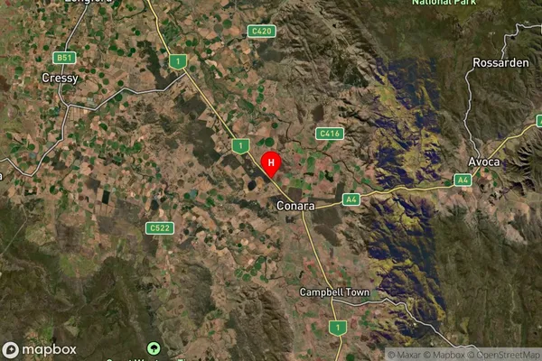 Cleveland,Tasmania Satellite Map