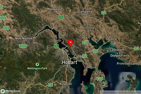 Risdon,Tasmania Satellite Map