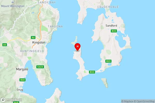 Opossum Bay,Tasmania Area Map