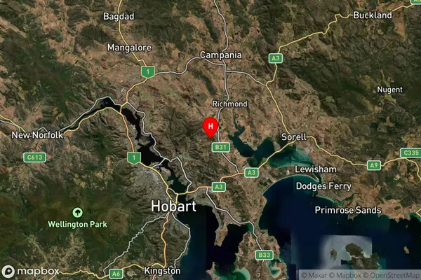 Dulcot,Tasmania Satellite Map