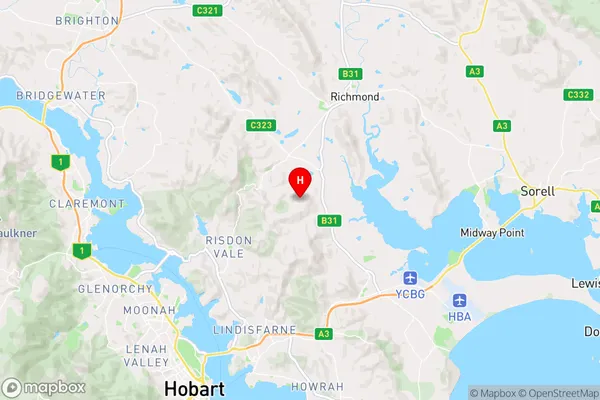 Dulcot,Tasmania Area Map