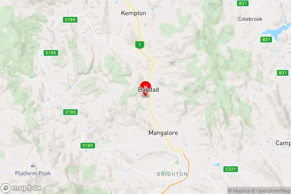 Bagdad,Tasmania Area Map