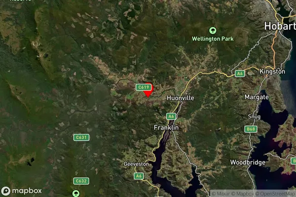 Glen Huon,Tasmania Satellite Map