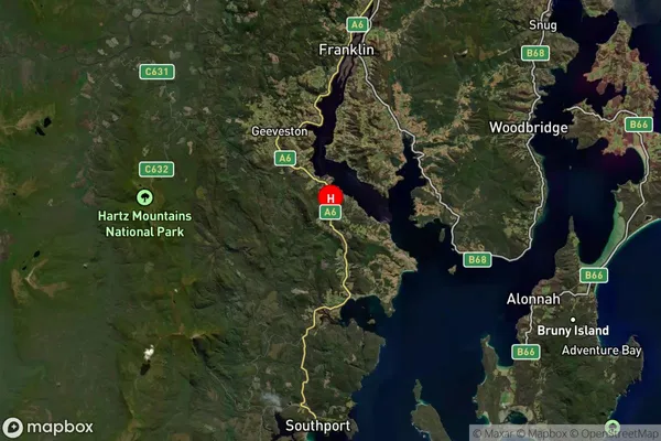 Glendevie,Tasmania Satellite Map