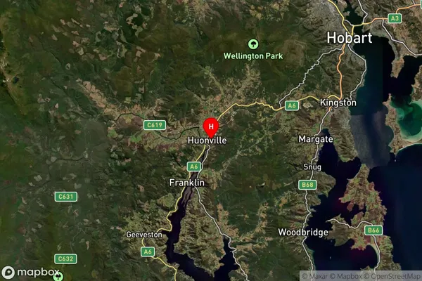 Huonville,Tasmania Satellite Map