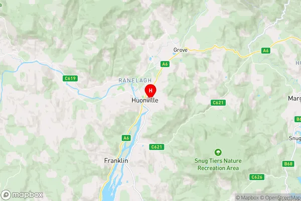 Huonville,Tasmania Area Map