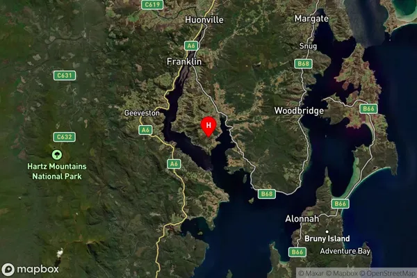 Lymington,Tasmania Satellite Map