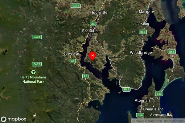 Petcheys Bay,Tasmania Satellite Map