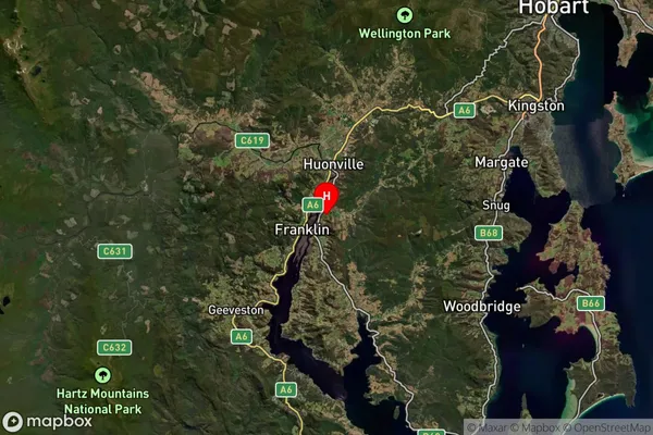 Woodstock,Tasmania Satellite Map