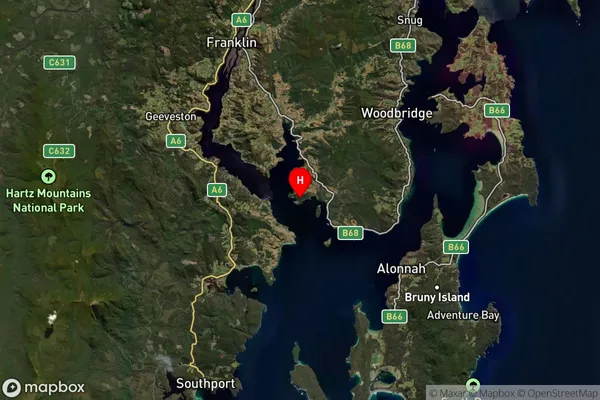 Eggs And Bacon Bay,Tasmania Satellite Map