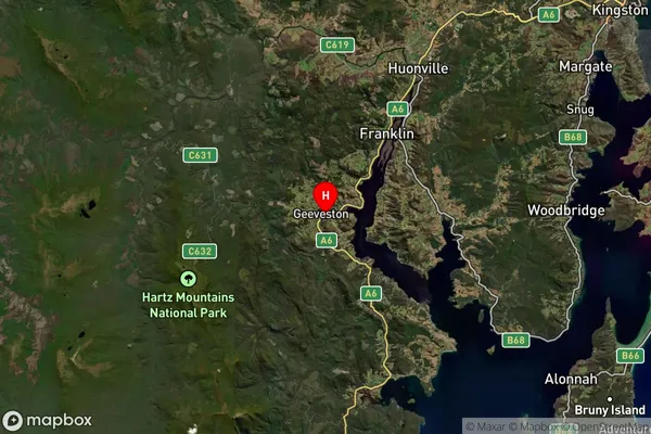 Geeveston,Tasmania Satellite Map