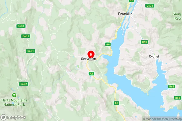 Geeveston,Tasmania Area Map