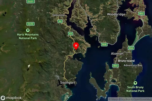 Dover,Tasmania Satellite Map