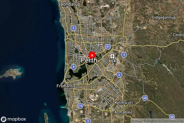 East Perth,Western Australia Satellite Map