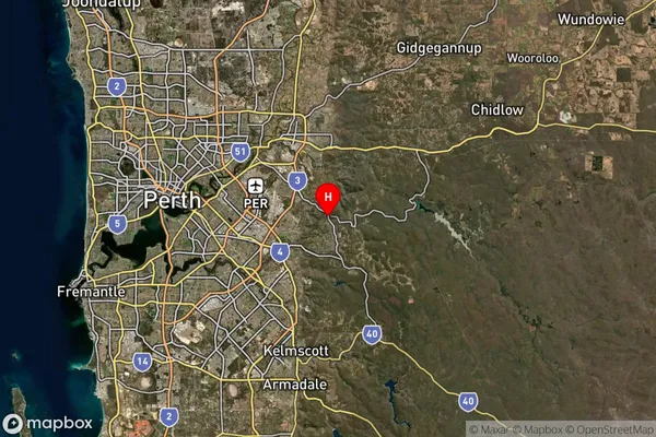 Kalamunda,Western Australia Satellite Map