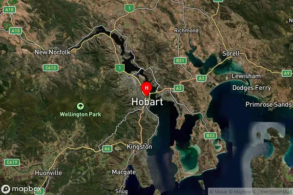 Glebe,Tasmania Satellite Map