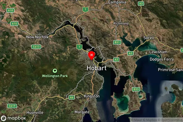 New Town,Tasmania Satellite Map