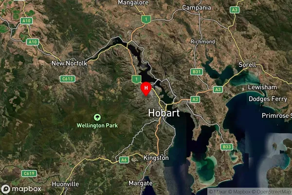 West Moonah,Tasmania Satellite Map