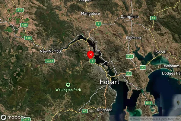 Chigwell,Tasmania Satellite Map