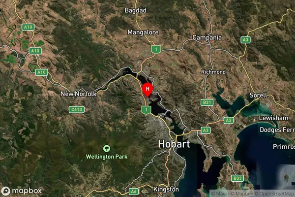 Claremont,Tasmania Satellite Map