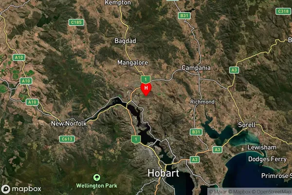 Honeywood,Tasmania Satellite Map