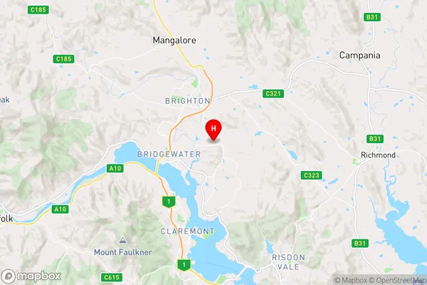 Honeywood,Tasmania Area Map