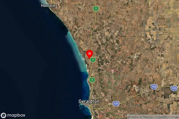 Oakajee,Western Australia Satellite Map