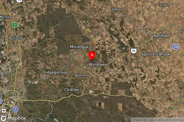 Wundowie,Western Australia Satellite Map