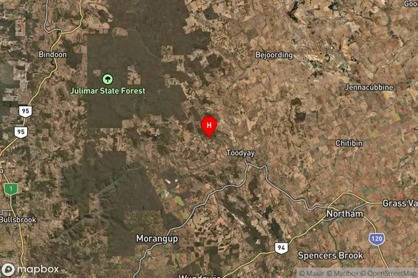 West Toodyay,Western Australia Satellite Map