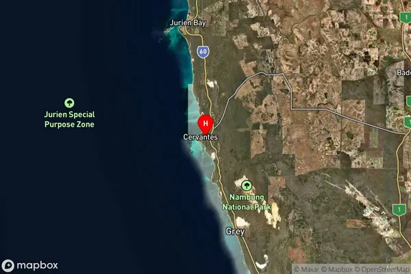 Cervantes,Western Australia Satellite Map