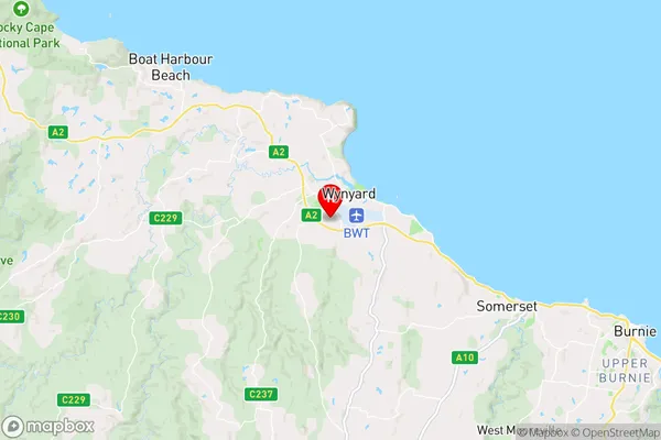 Wynyard,Tasmania Area Map