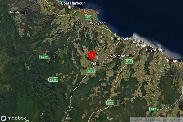 Yolla,Tasmania Satellite Map