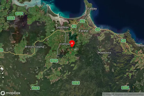 Alcomie,Tasmania Satellite Map