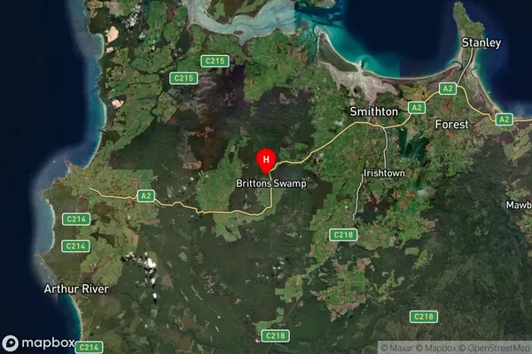 Brittons Swamp,Tasmania Satellite Map